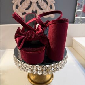 ASOS Velvet Platform Heels - Burgundy